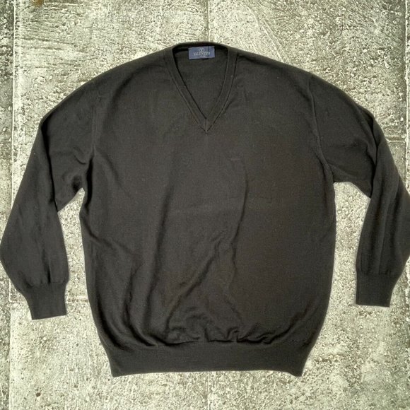 Valentino Men Sweater Black Long Sleeve Pull Over V Neck Size 56 XXL Authentic - Picture 3 of 9